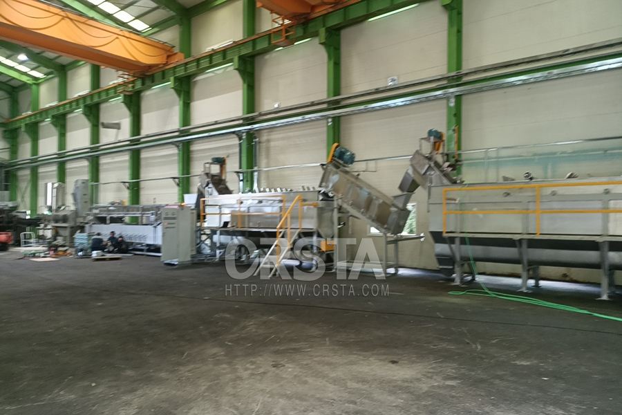 2000KG/H 在韩国PA渔网撕碎清洗分离生产线及污水处理设备安装调试成功